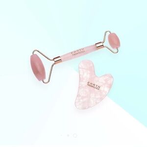 Pink Facial Roller and Soothing Facial Tool. Bundle of 2.